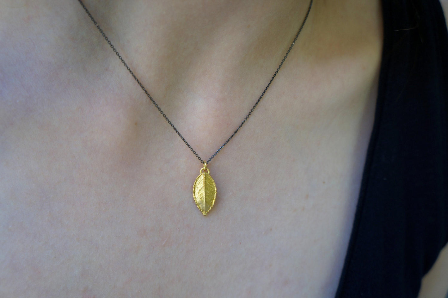 Real Rose Leaf Necklace: Sterling Silver Botanical Pendant