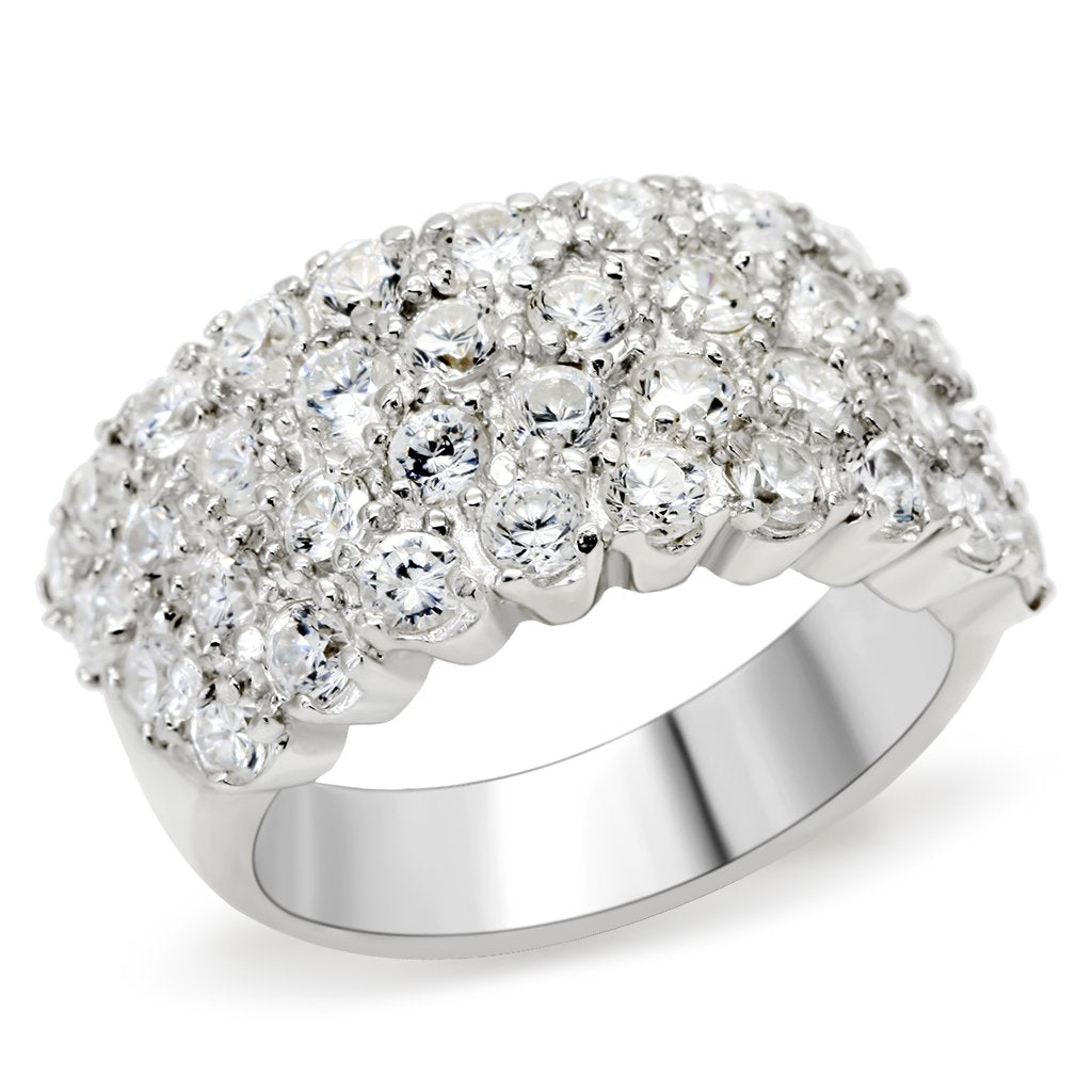 LOS520 - Silver 925 Sterling Silver Ring with AAA Grade CZ in Clear