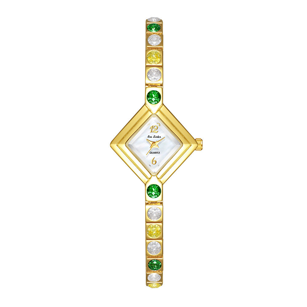 Light Luxury Temperament Gradient Diamond Anique Pocket Watch Spring Green Women's Watch