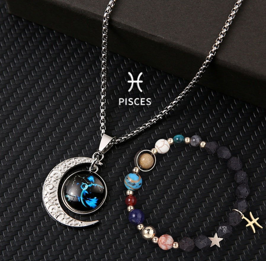 Natural Stone Necklace Set For The 12 Zodiac Signs