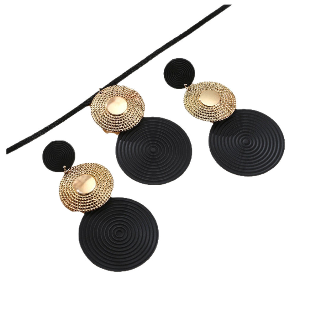 Simple Retro Metal Circle Color Matching Mosquito Coil Geometric Earrings For Women
