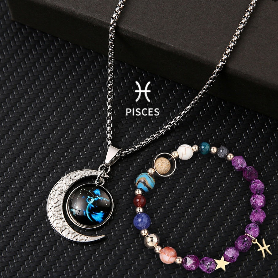 Natural Stone Necklace Set For The 12 Zodiac Signs