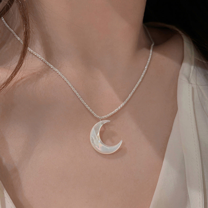 Moon Shell Zircon Thin Necklace Women Summer