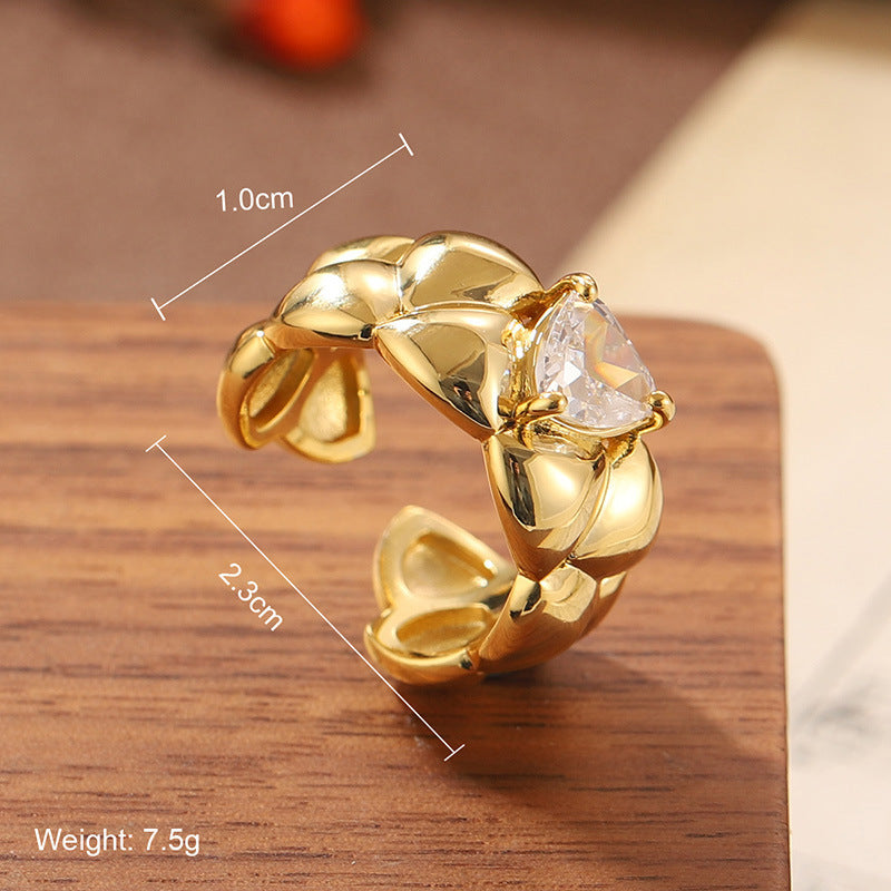 Natural Stone Geometric Ring High-grade Versatile Retro Non-fading