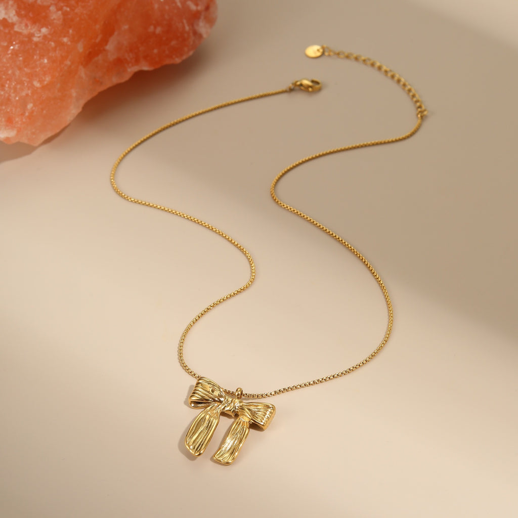 Bow Stainless Steel Necklace Gold-plated Design Light Luxury
