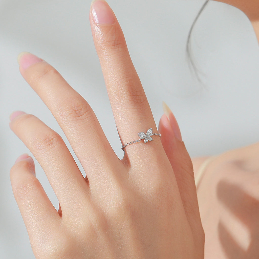 Adjustable INS Ring With Lively Butterfly