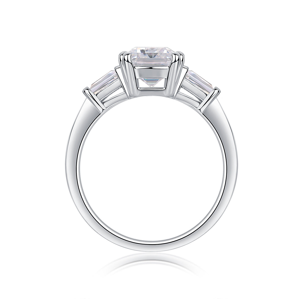 Starlight Mirror - Set With Top-quality Octagonal Moissanite S925 Silver And Platinum-plated Diamond Wedding Ring. The Ring Can Be Inspected With A Diamond Pen