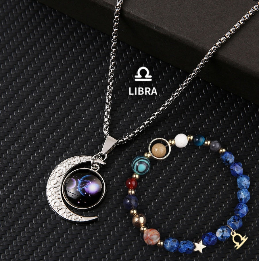 Natural Stone Necklace Set For The 12 Zodiac Signs