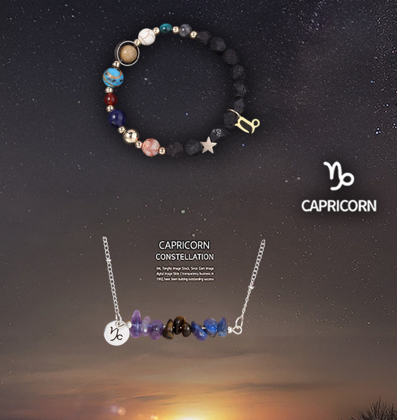 Natural Stone Necklace Set For The 12 Zodiac Signs