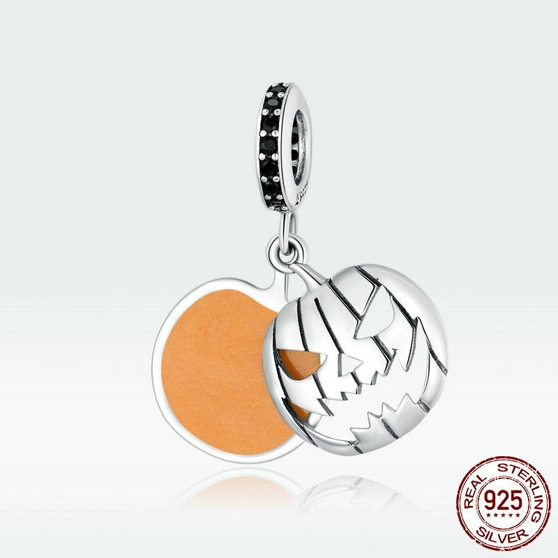 S925 Sterling Silver Halloween Beaded Bracelet Color-horror Dark Holiday Beads Combination