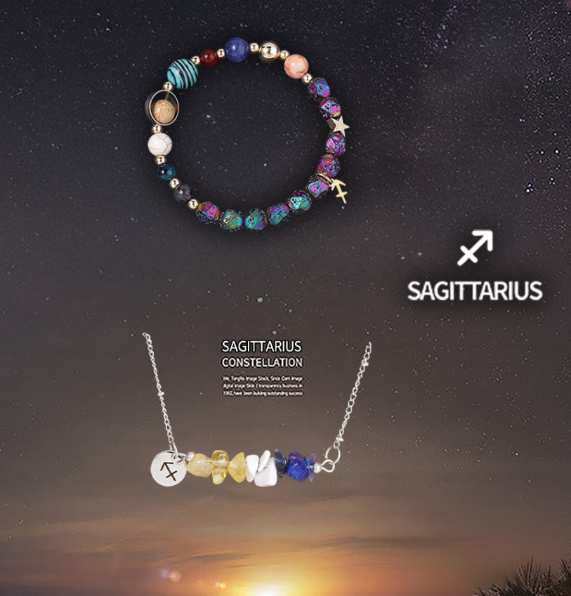 Natural Stone Necklace Set For The 12 Zodiac Signs