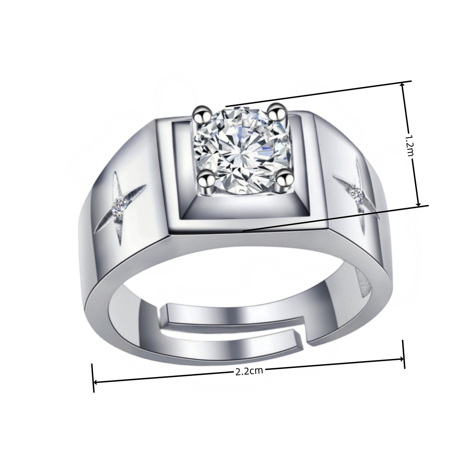 Lucky Cross Star Inlaid Diamond Plated 18K Ring