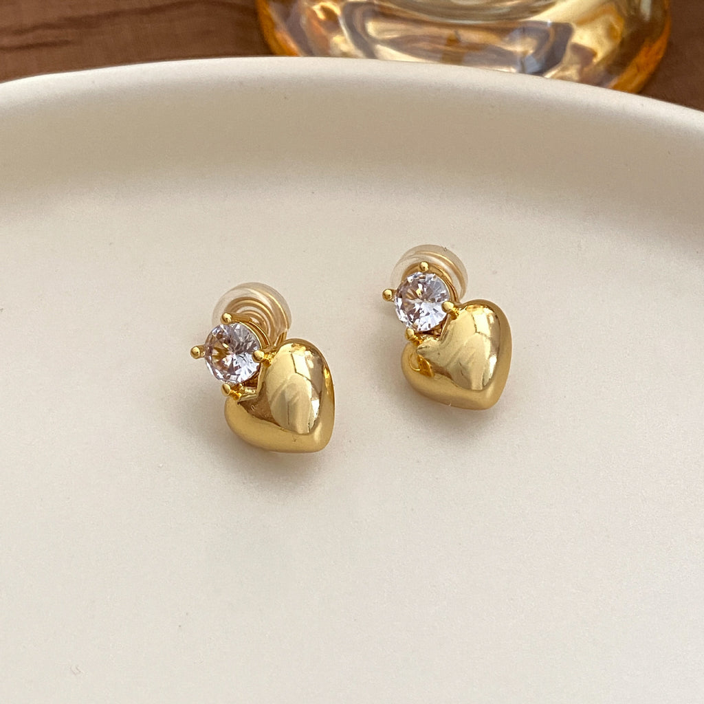 Glossy 3D Heart Earrings Exquisite No-piercing Clip-ons