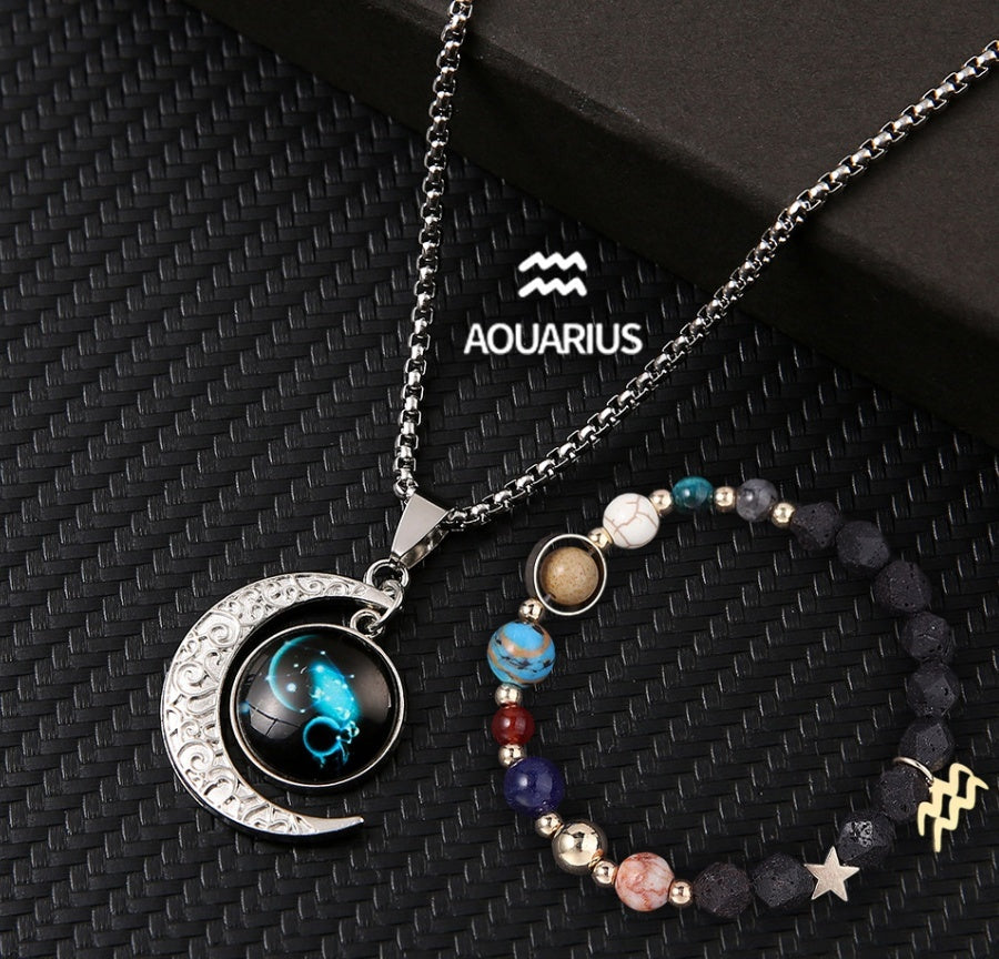 Natural Stone Necklace Set For The 12 Zodiac Signs
