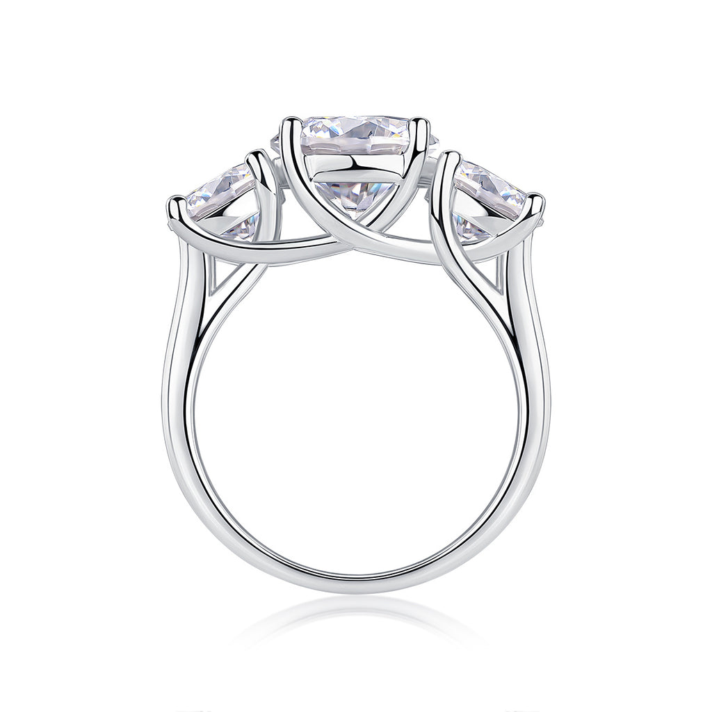 Three Lives Of Fortune - A Wedding Ring Set With Top-quality 3-carat Moissanite S925 Silver And Platinum-plated Diamond. The Ring Can Be Inspected With A Diamond Pen