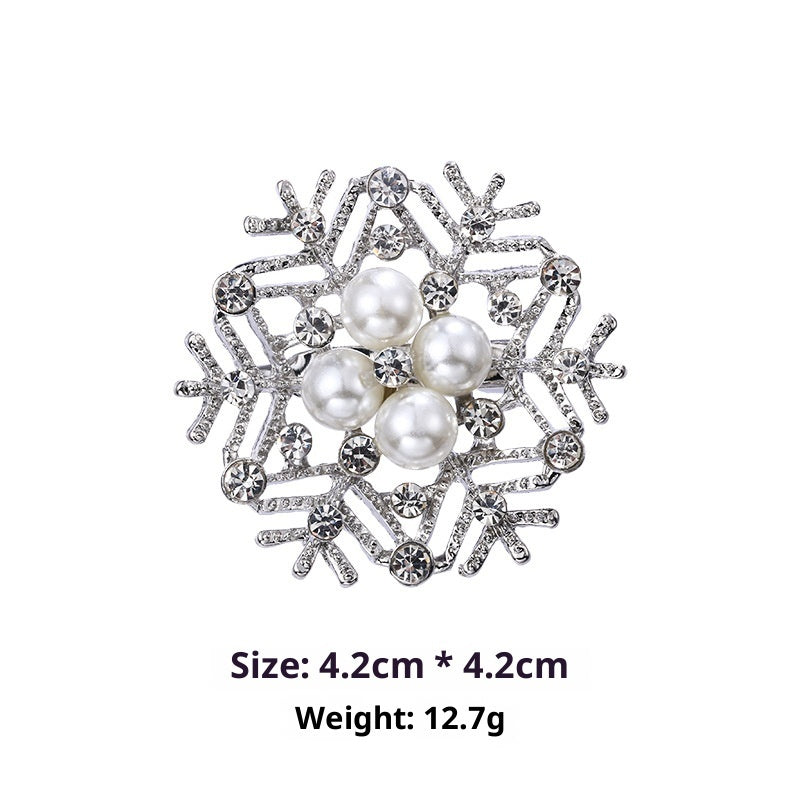 Minimalist Pearl Floral Brooch With Diamond Flower Accessory Pin