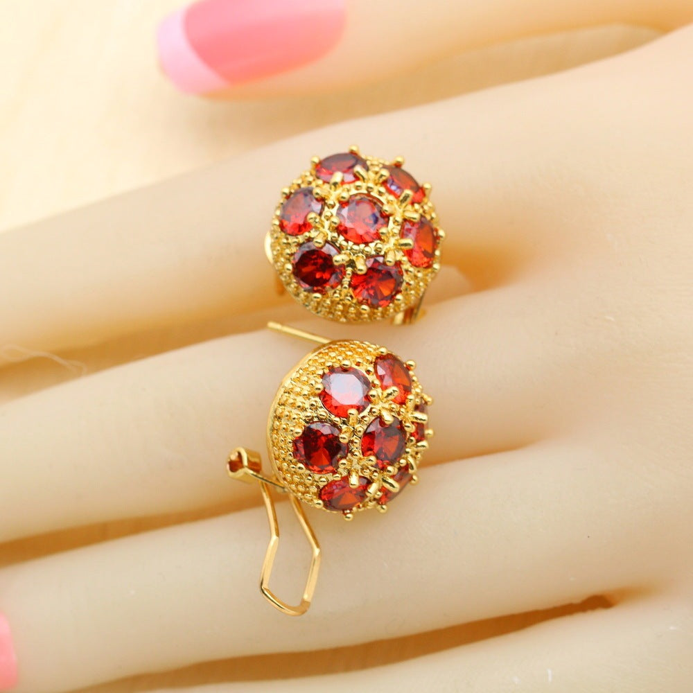 All-match Zircon Earrings Pendant Ring Bracelet 4-piece Set
