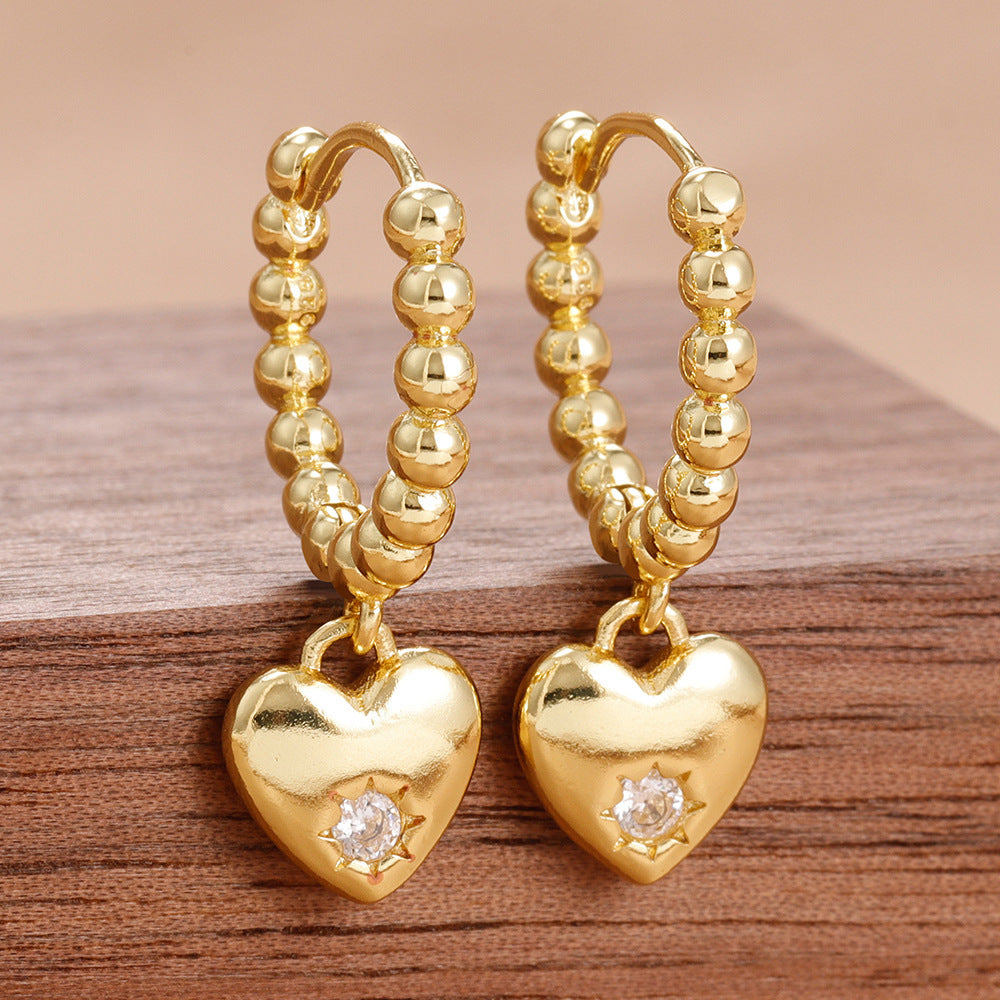 Vintage Gold Heart Earrings High-end Sense Of Light Luxury Women