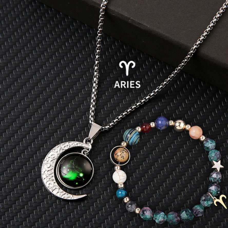 Natural Stone Necklace Set For The 12 Zodiac Signs