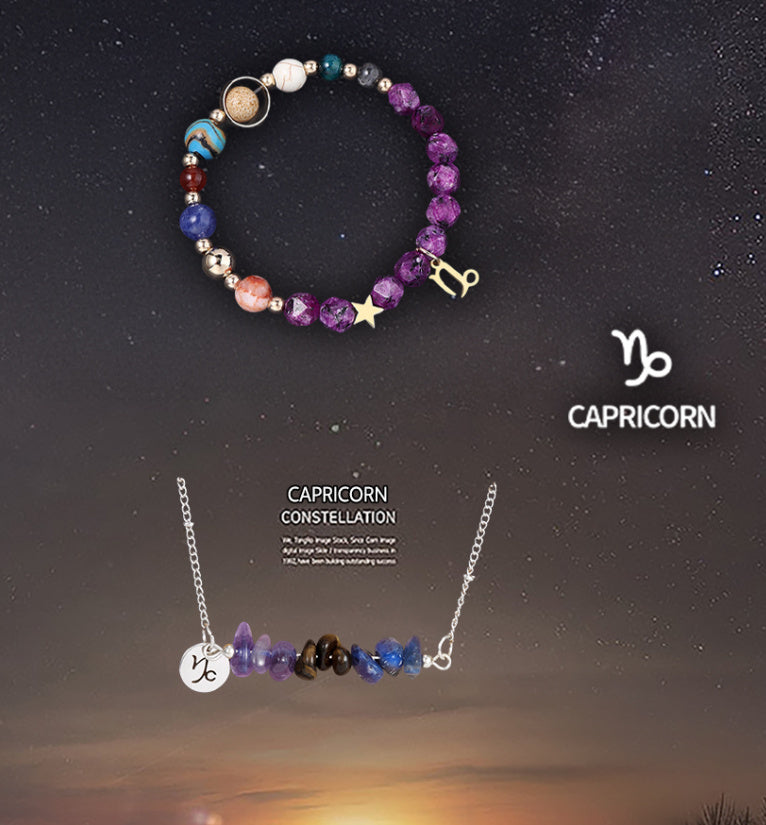 Natural Stone Necklace Set For The 12 Zodiac Signs