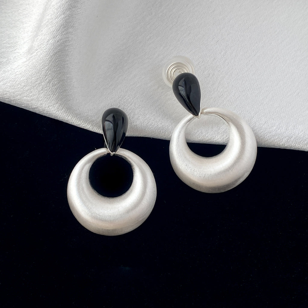 Retro Geometric Drop Earrings With Enamel Color Clash