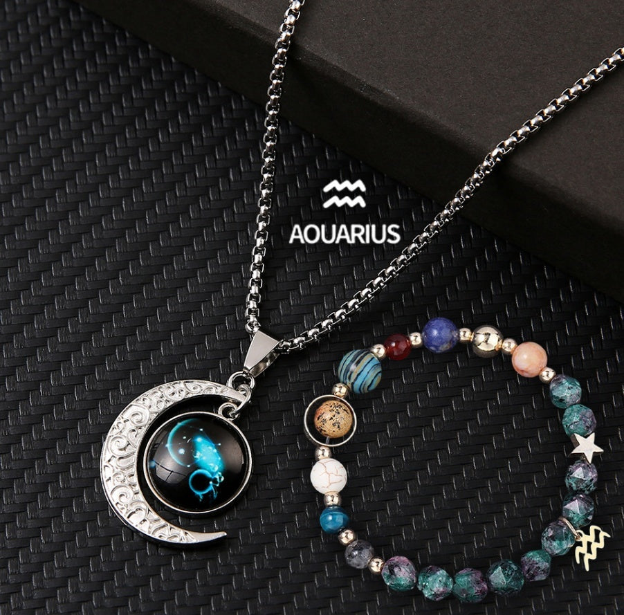 Natural Stone Necklace Set For The 12 Zodiac Signs