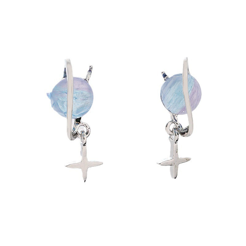 Planet Falling Blue Dream Earrings Metal