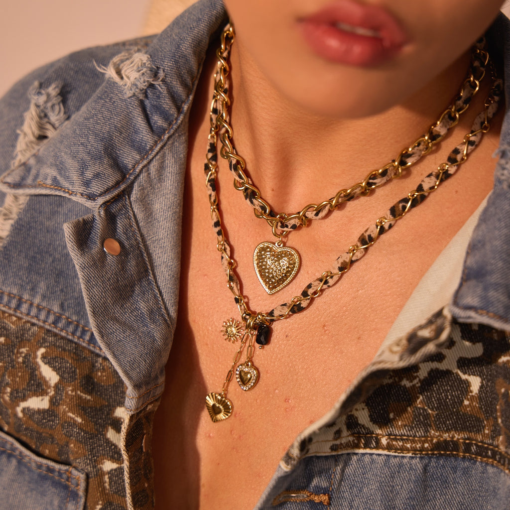 Leopard Love Pendant Stainless Steel Necklace