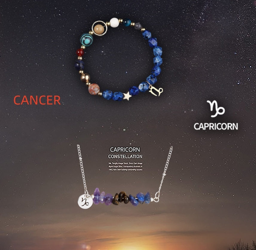Natural Stone Necklace Set For The 12 Zodiac Signs