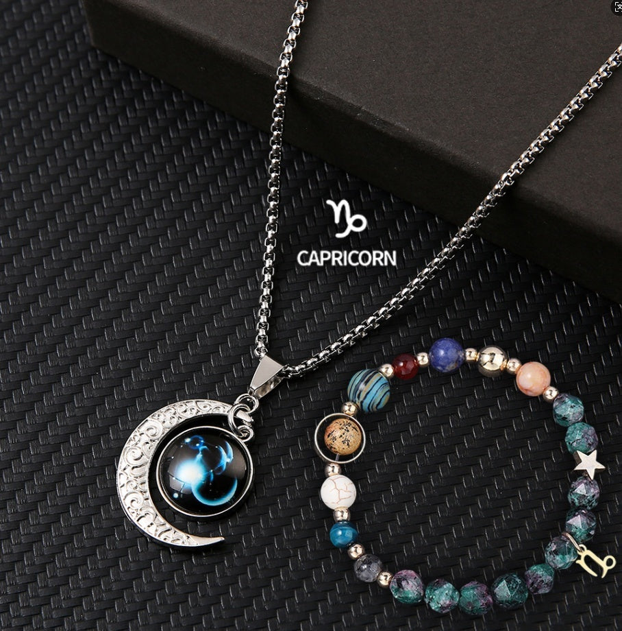 Natural Stone Necklace Set For The 12 Zodiac Signs