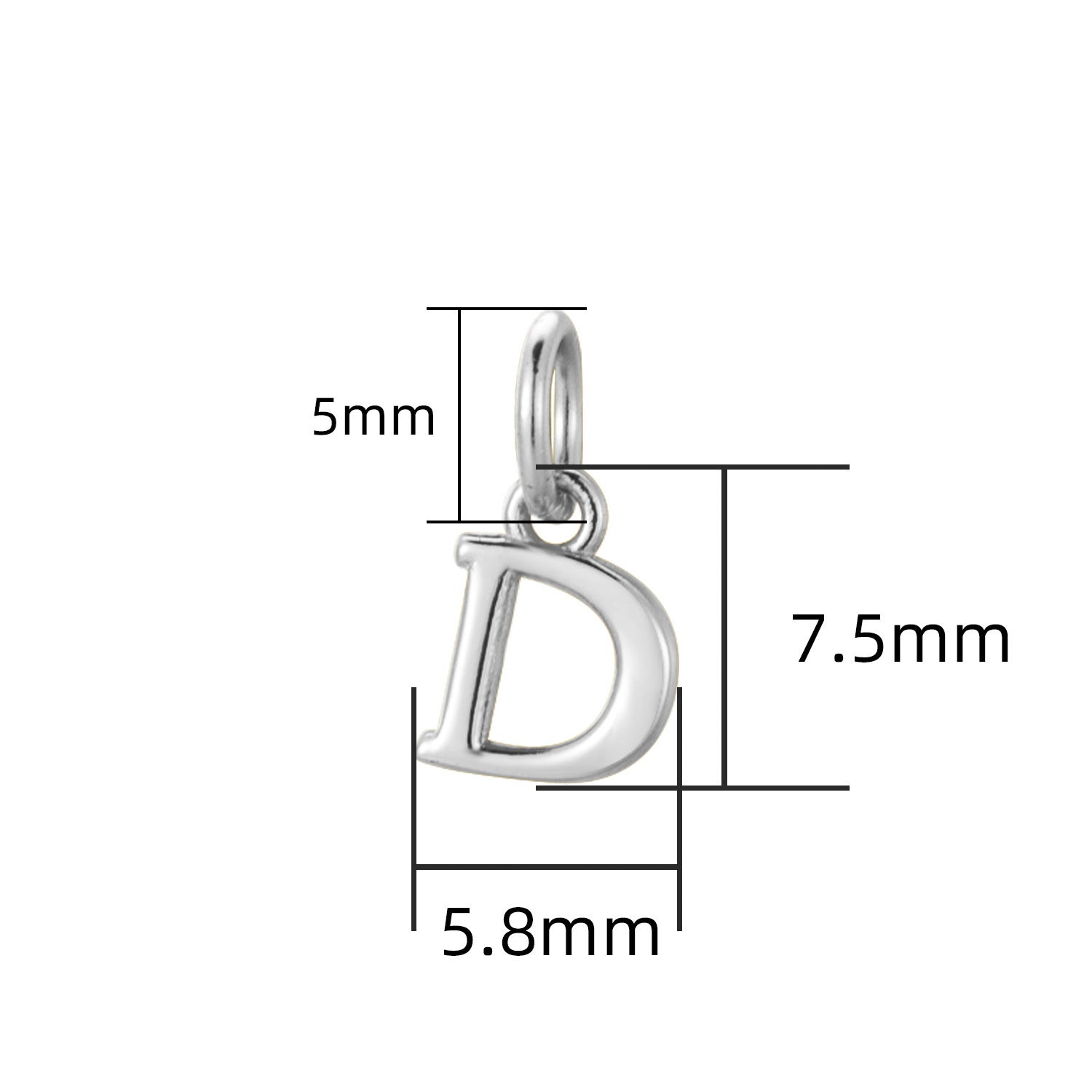 S925 Sterling Silver Minimalist Niche 26 Letter Smooth Pendant