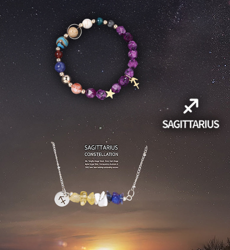 Natural Stone Necklace Set For The 12 Zodiac Signs