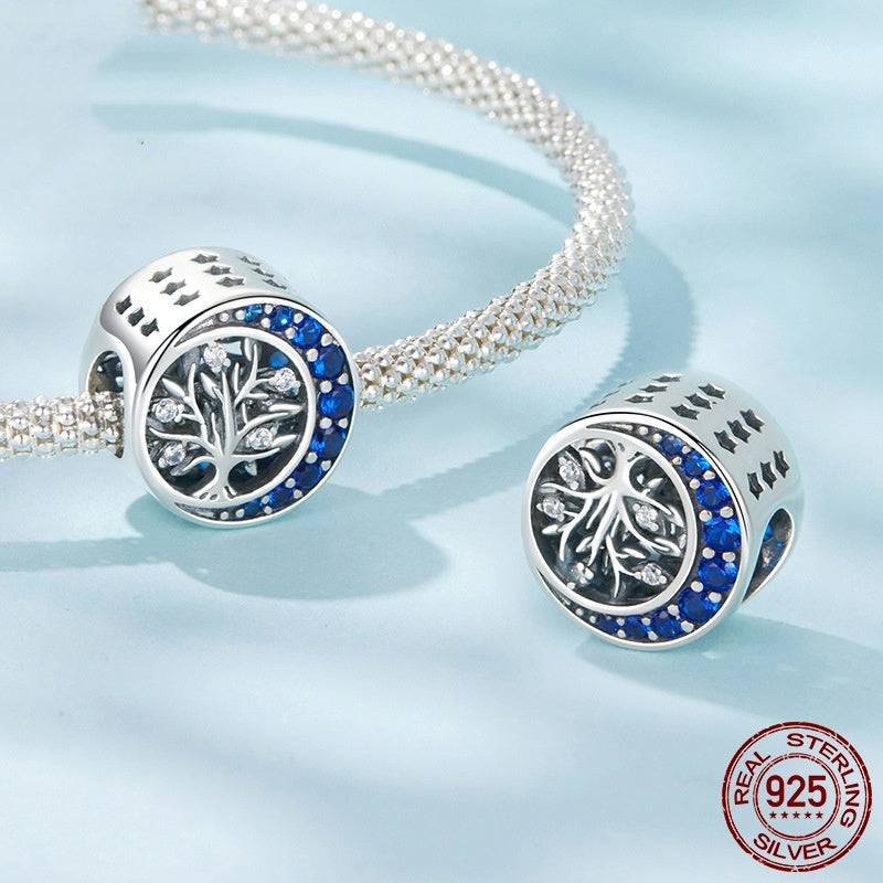 S925 Sterling Silver Moon Life Beaded Bracelet Beads Accessories