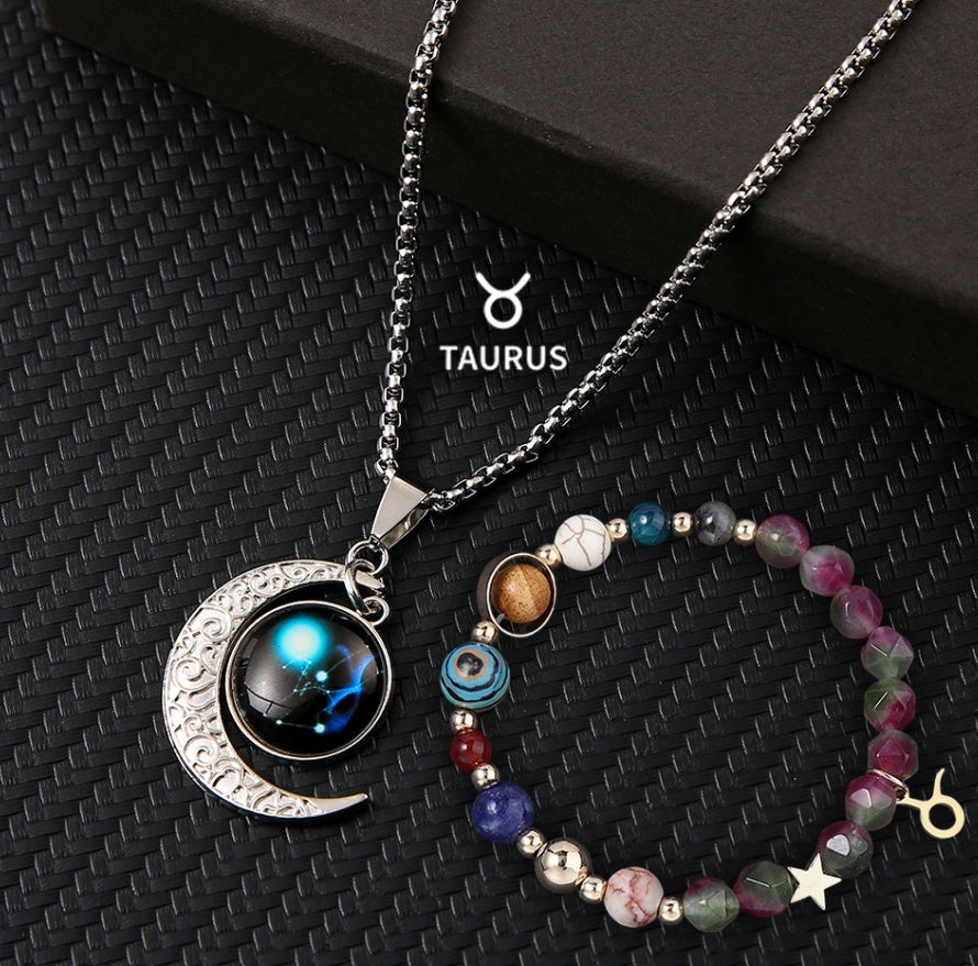 Natural Stone Necklace Set For The 12 Zodiac Signs