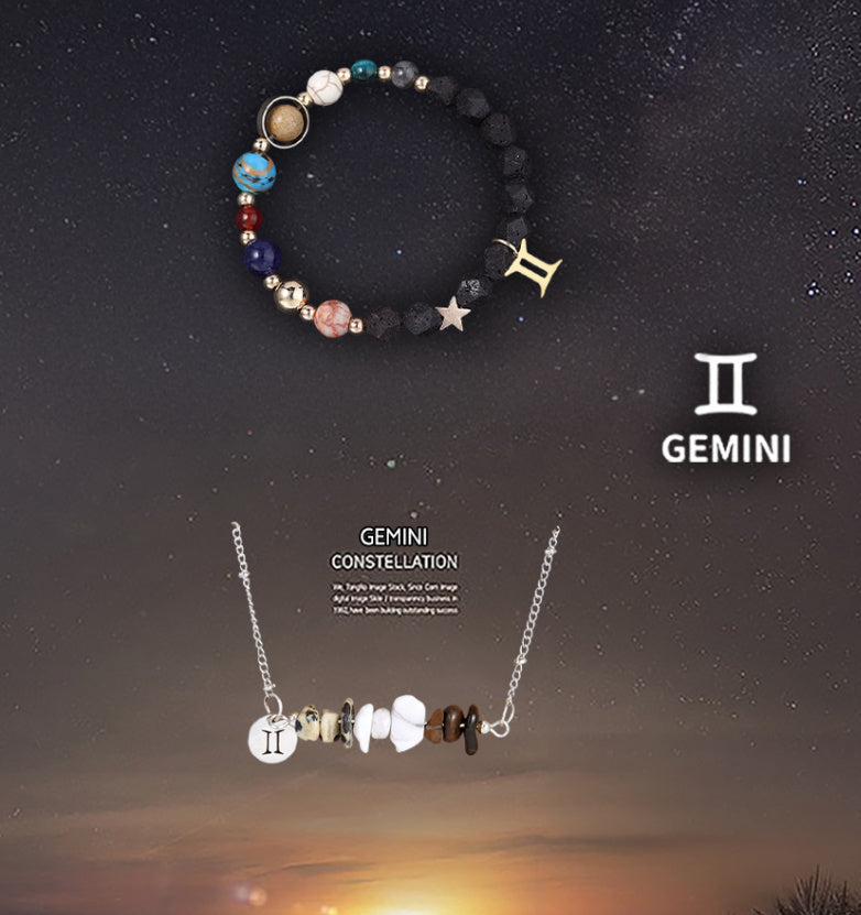 Natural Stone Necklace Set For The 12 Zodiac Signs