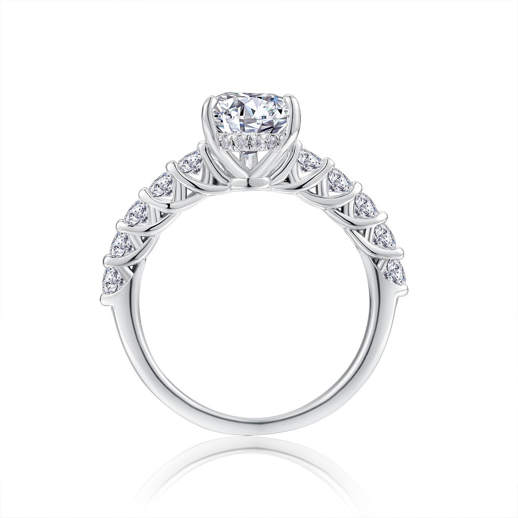 Moonlight Water Drop - A Wedding Ring Set With Top-quality Pear-shaped Moissanite S925 In Silver And Platinum-plated. The Ring Can Be Inspected With A Diamond Pen