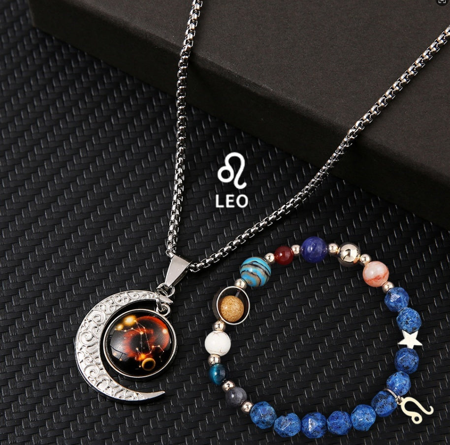 Natural Stone Necklace Set For The 12 Zodiac Signs