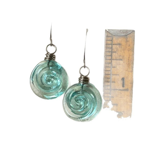 Recycling Glass Spiral Earrings