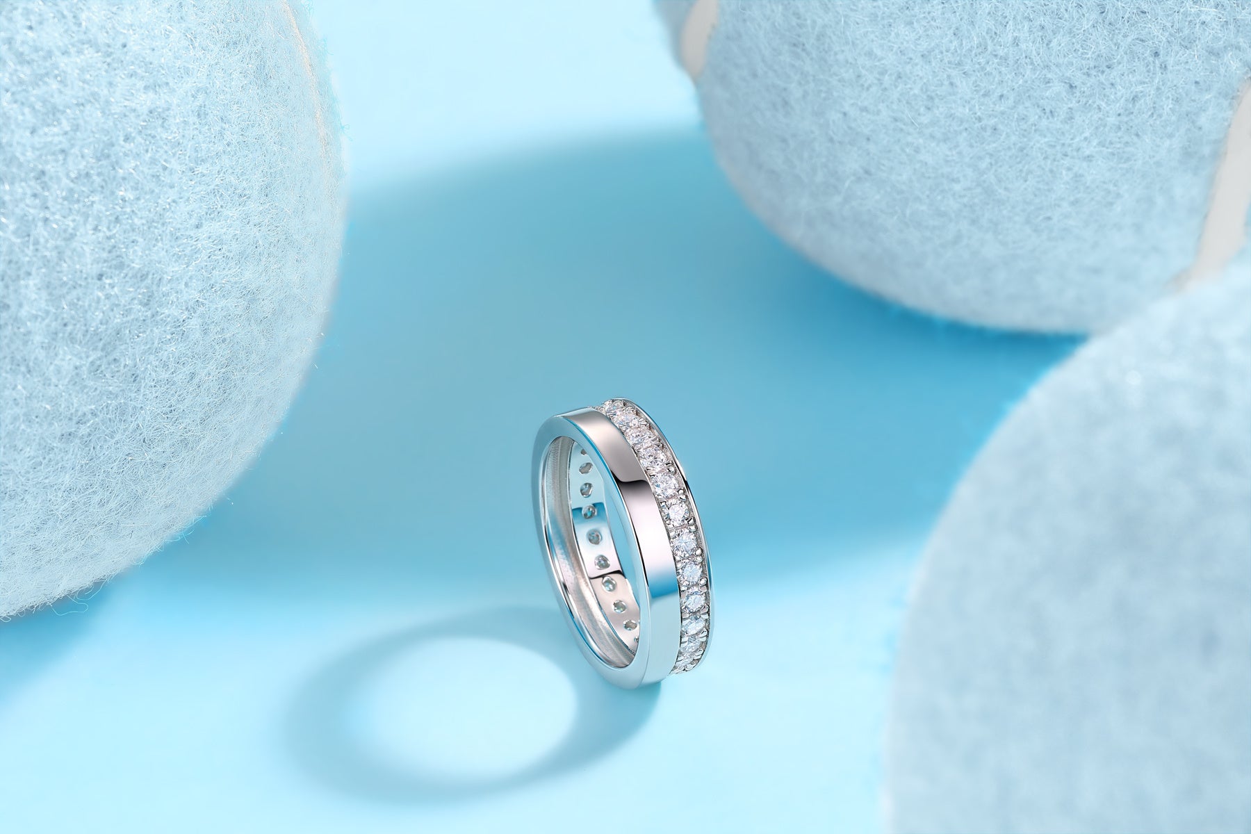 Star River - Set With Top-quality Moissanite S925 Silver And Gold-plated Diamond Wedding Ring. The Ring Can Be Inspected With A Diamond Pen