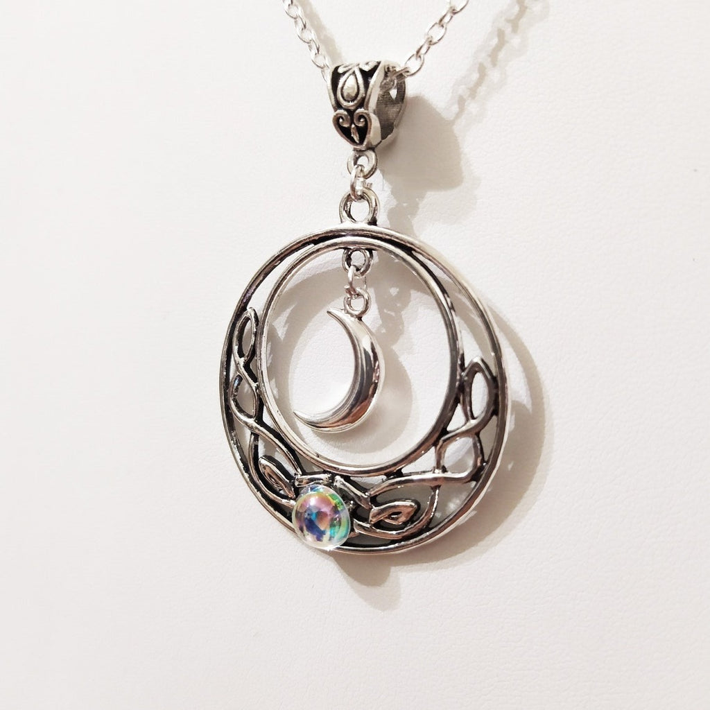 Infinite Love Celtic Necklace Crescent Crystal Necklace