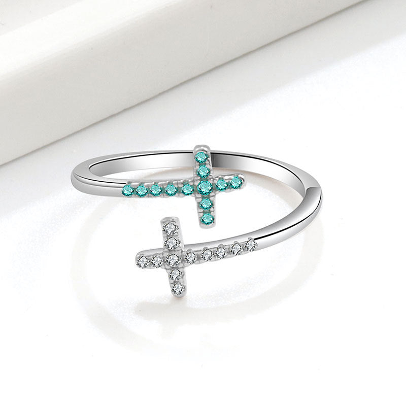 Cross Ring Open Zircon Ring For Women