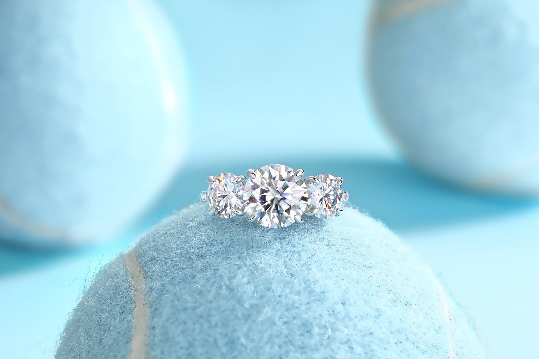 Three Shining Stars - A Wedding Ring Set With 3-carat Top-quality Moissanite S925 Silver And Gold-plated Diamond. The Ring Can Be Inspected With A Diamond Pen