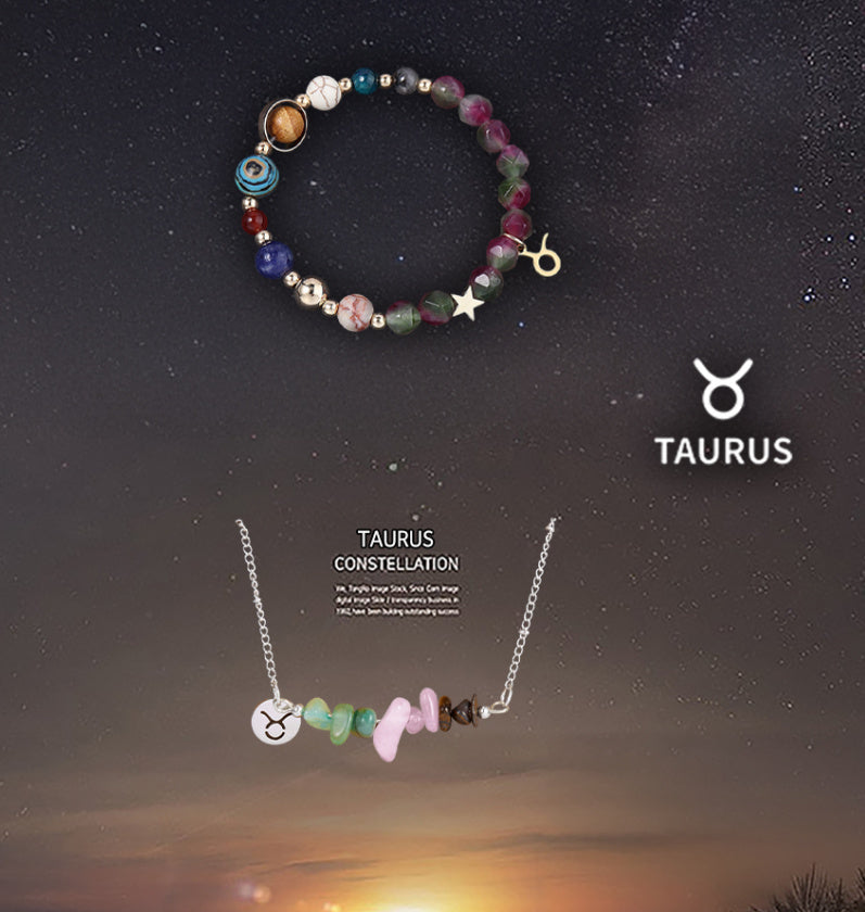 Natural Stone Necklace Set For The 12 Zodiac Signs