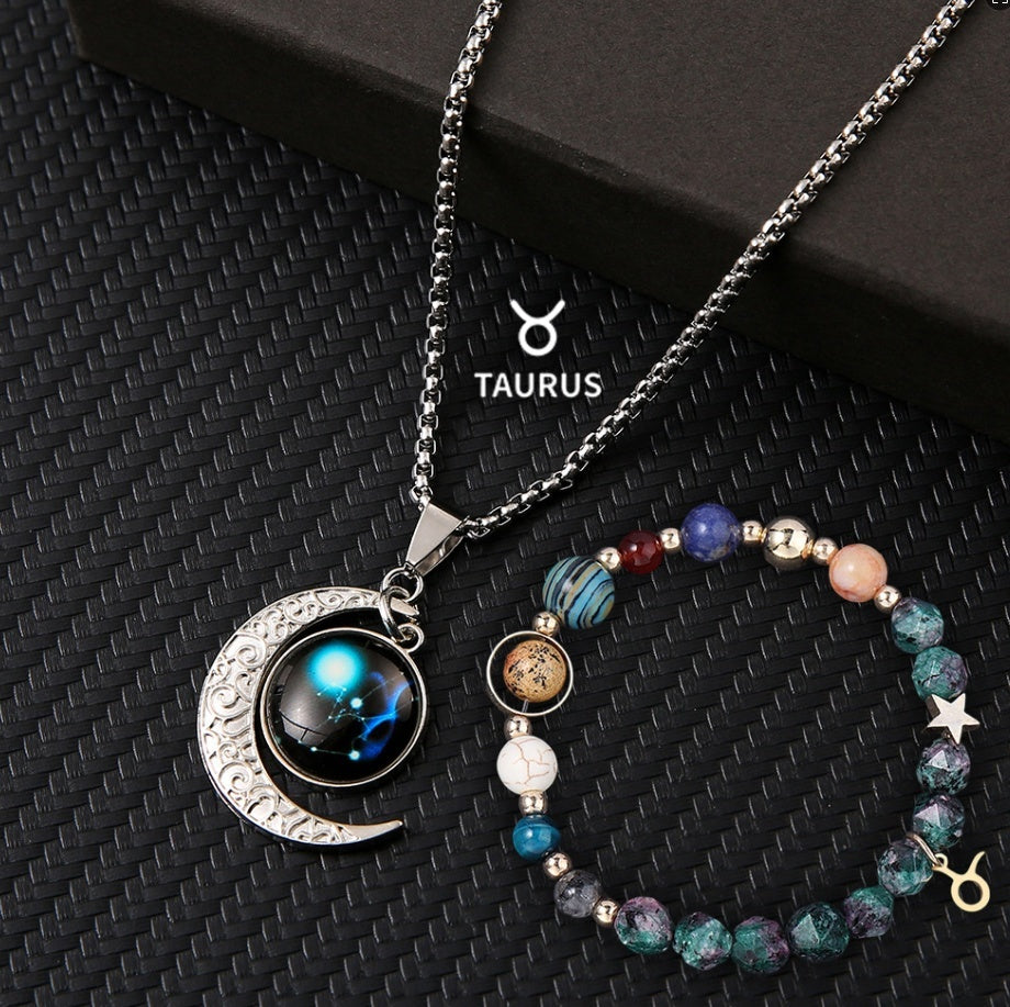 Natural Stone Necklace Set For The 12 Zodiac Signs