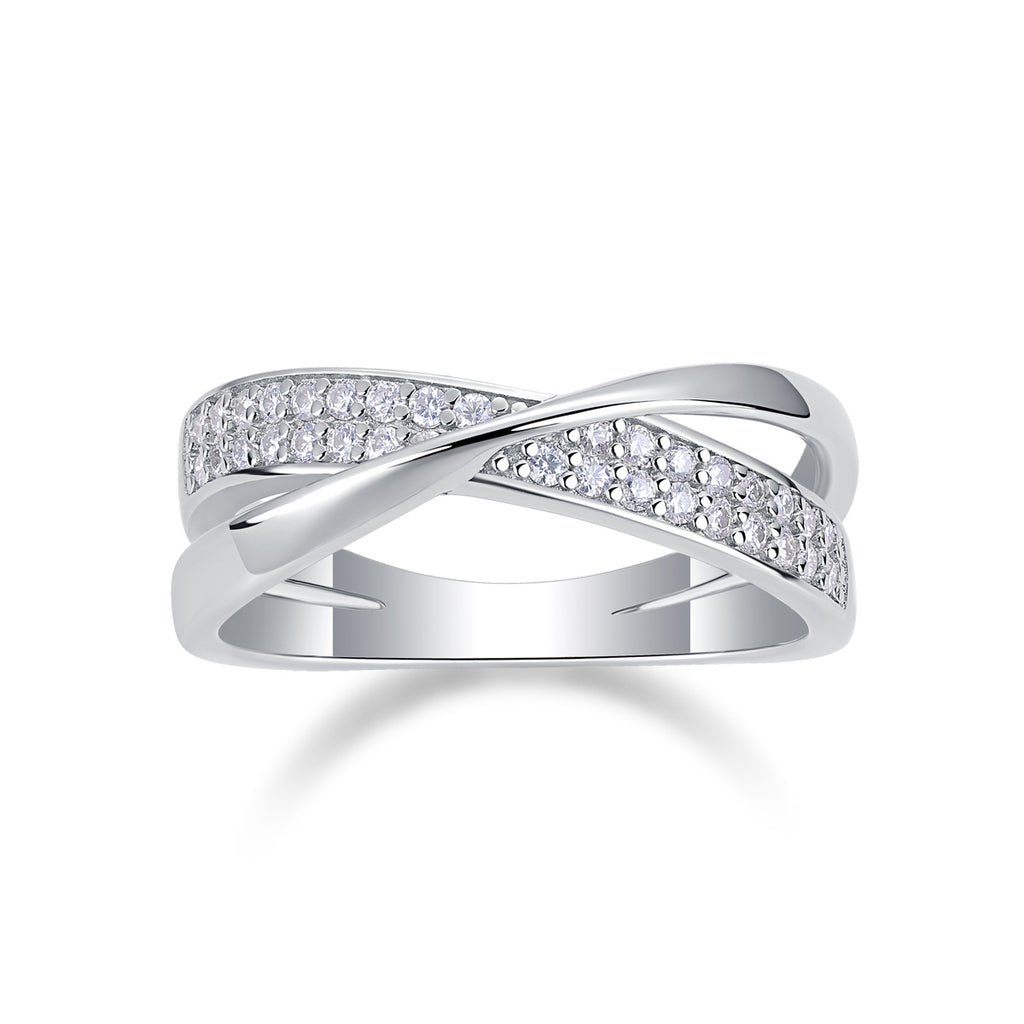 Dexterous Encircle - Set With Top-quality Moissanite S925 Silver And Platinum-plated Diamond Wedding Ring. The Ring Can Be Inspected With A Diamond Pen