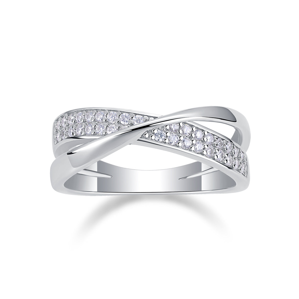 Dexterous Encircle - Set With Top-quality Moissanite S925 Silver And Platinum-plated Diamond Wedding Ring. The Ring Can Be Inspected With A Diamond Pen