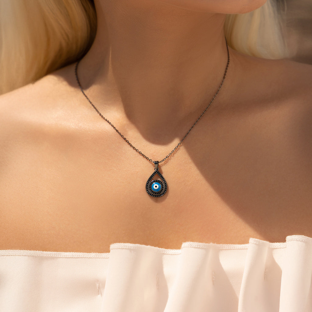 S925 Sterling Silver Dark Series Funny Ghost Big Eye Necklace For Women