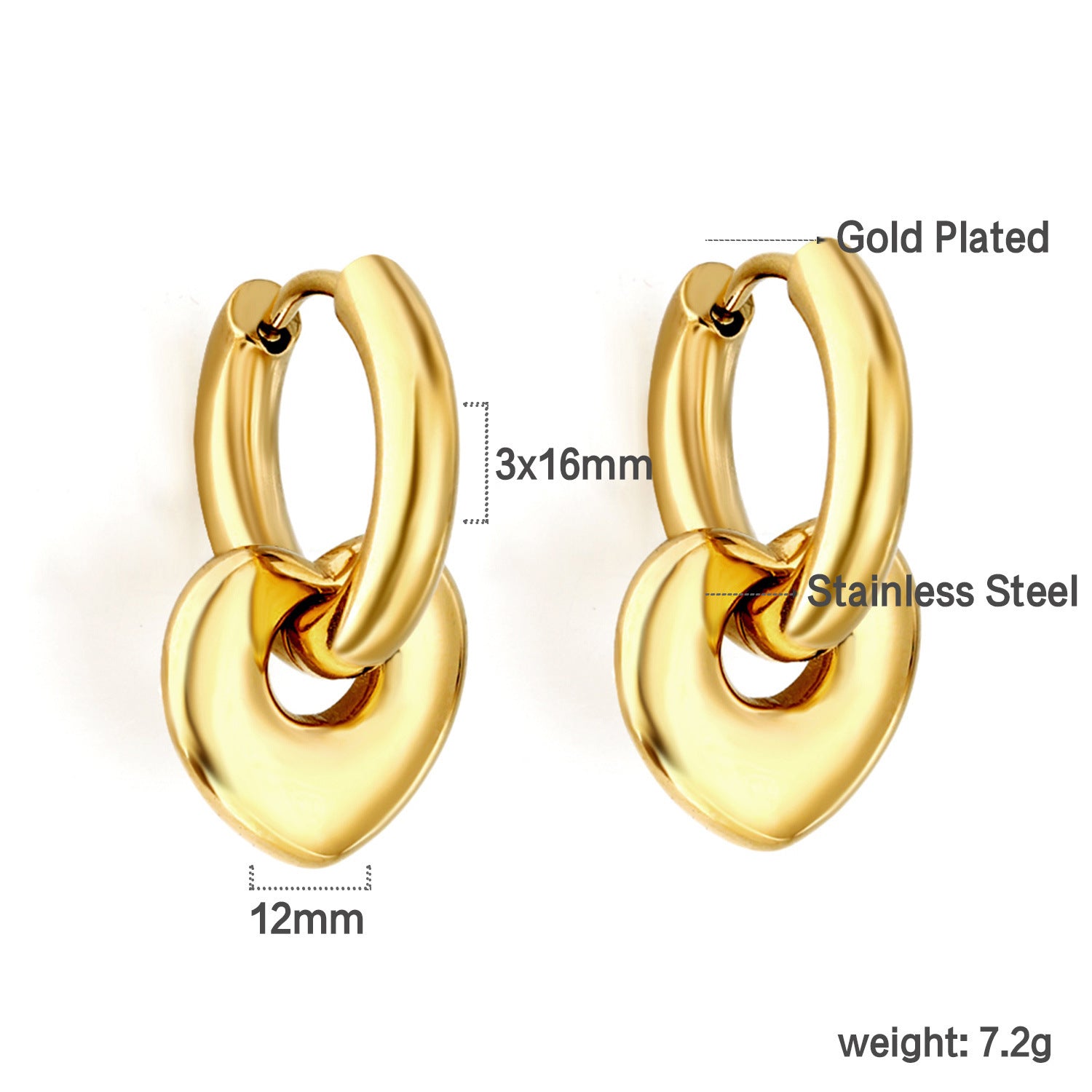 European And American Fashion Electroplating 18K Gold Earrings