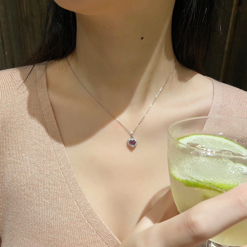 Natural Colored Gems Amethyst Sterling Silver S925 Necklace For Women