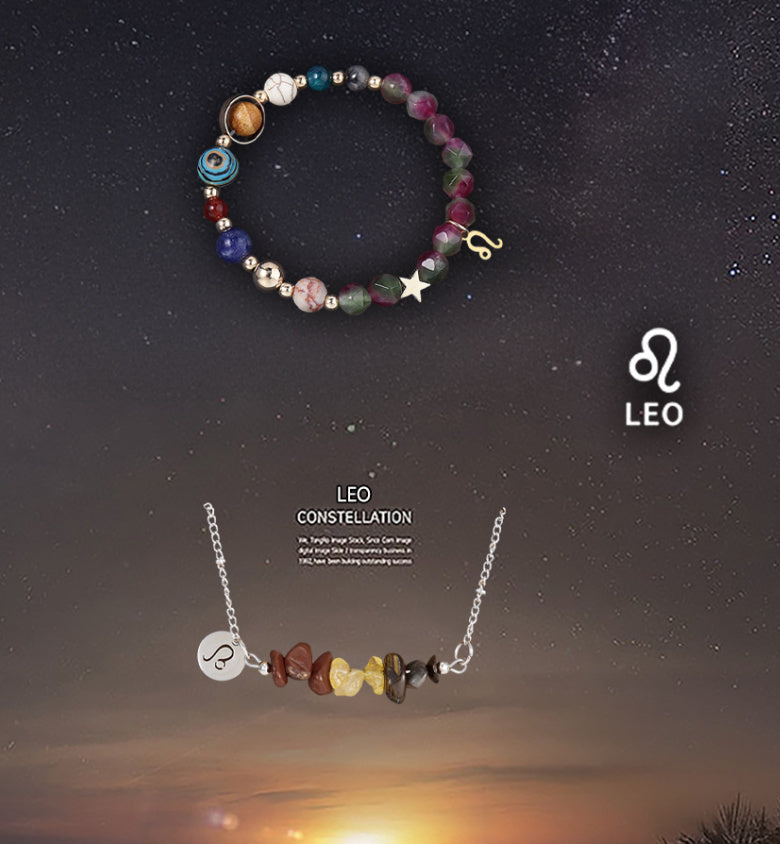 Natural Stone Necklace Set For The 12 Zodiac Signs